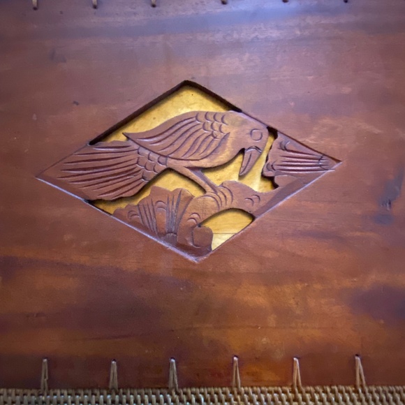 Vintage Balinese hand-carved teak wood and woven rattan placemats. 4 pcs - Picture 11 of 15